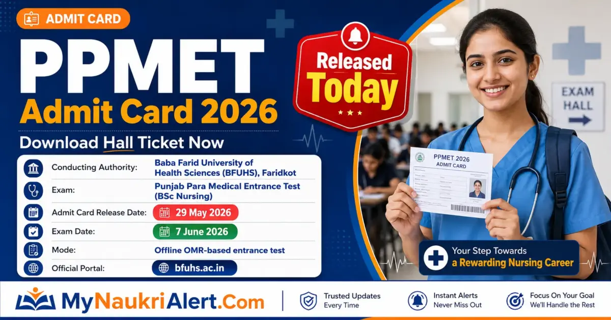 PPMET Admit Card 2026 hall ticket download from Baba Farid University of Health Sciences official portal
